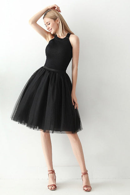 Adult High Waist Tulle Puff Mini Skirt