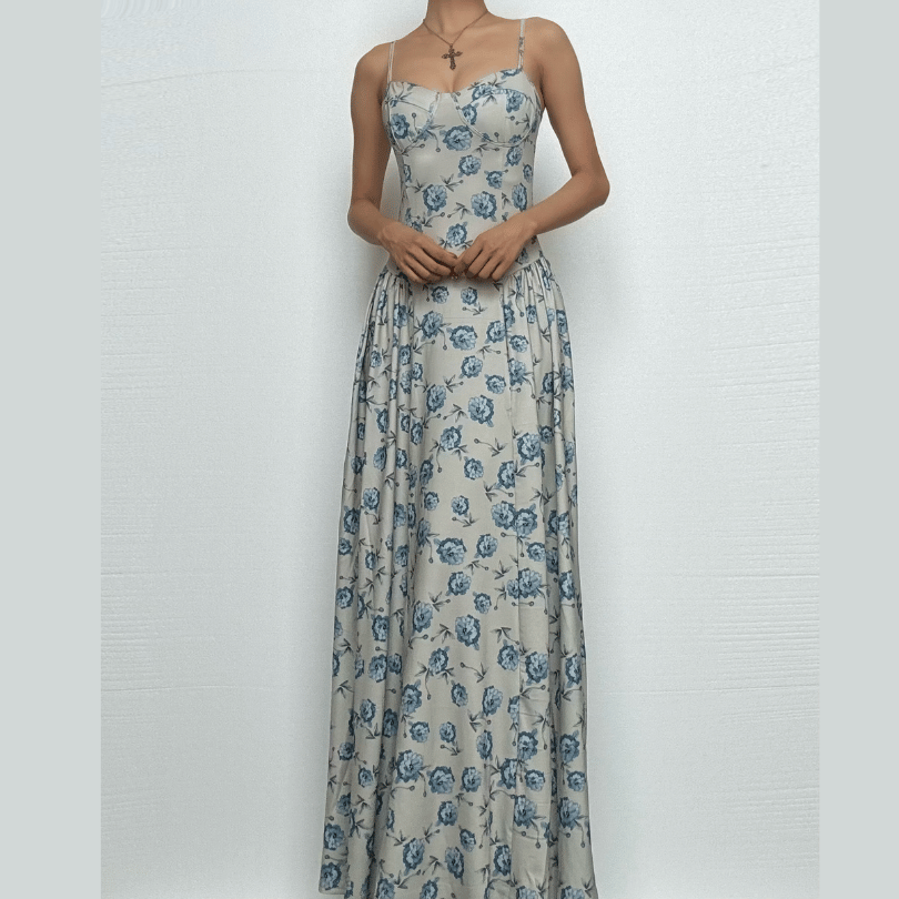 Sweetheart neck flower print cami maxi dress