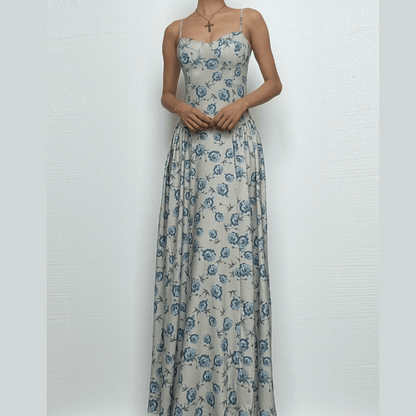 Sweetheart neck flower print cami maxi dress