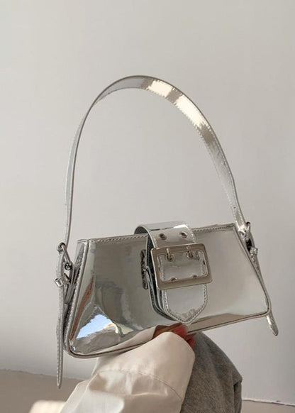 Glossy-Buckle Patent Leather Bag