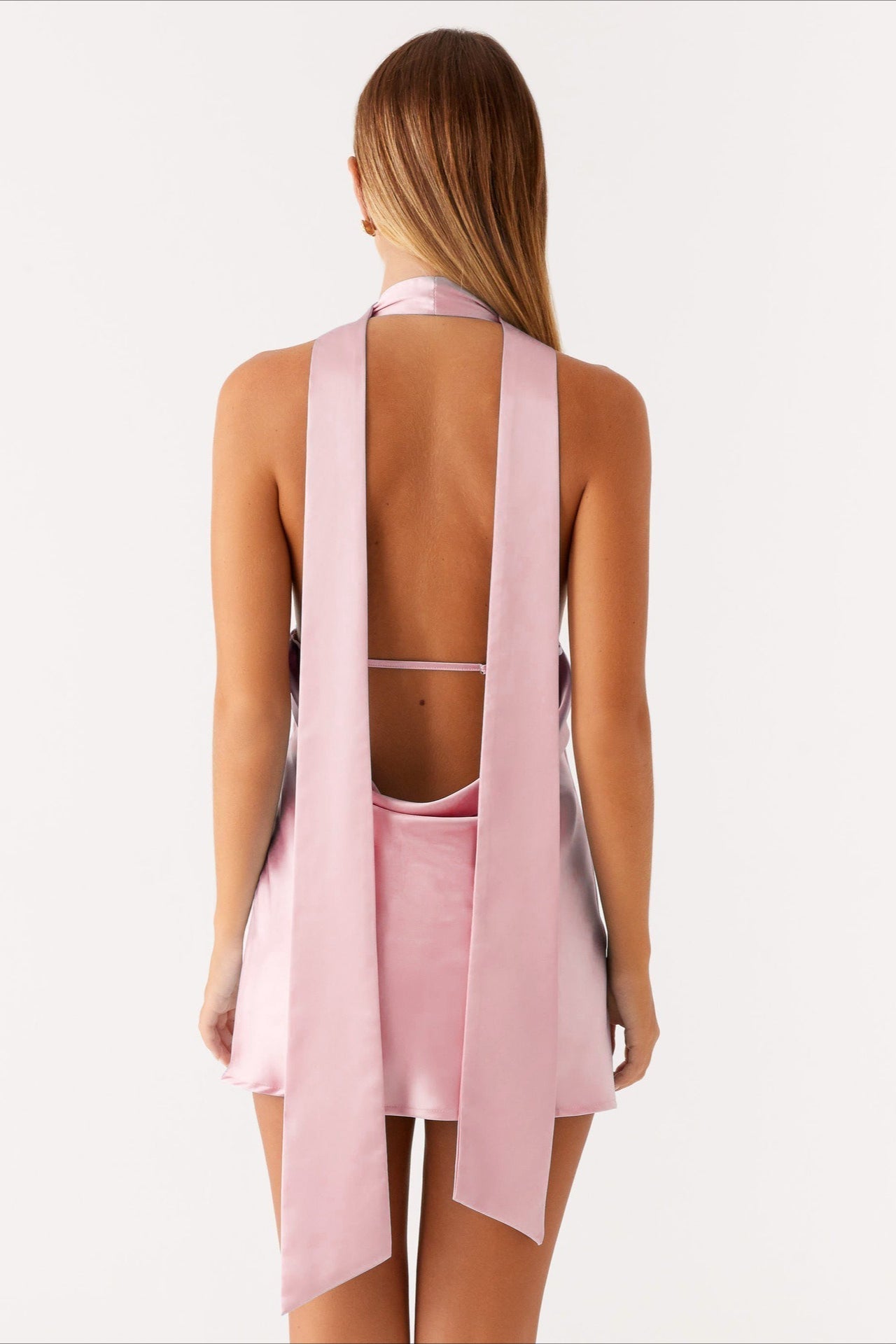 Deep V Backless Ribbon Cocktail Dress