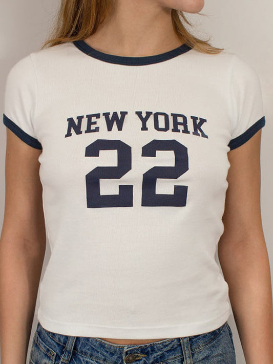 Lettering Printed Short Sleeve Tee