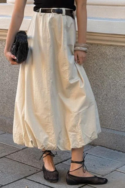 French Style Puff Skirt Spring Midi Skirt