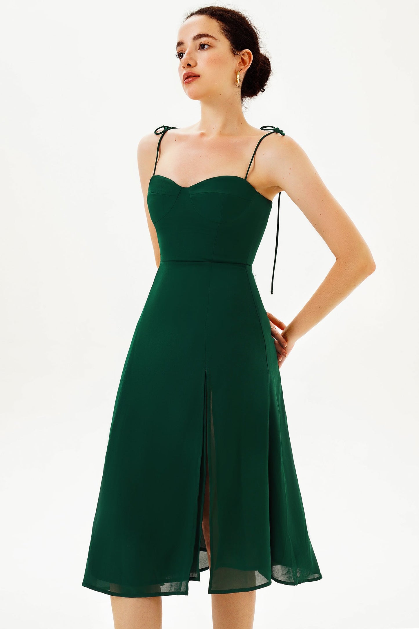Chiffon Cami Slit Dress Green