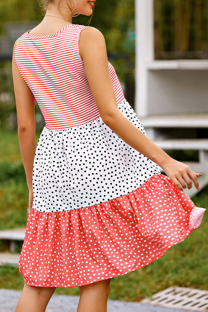 Polka dot mosaic large swing dress
