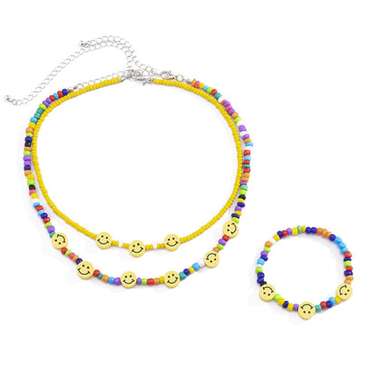 Multicolor beaded 3 pcs necklace