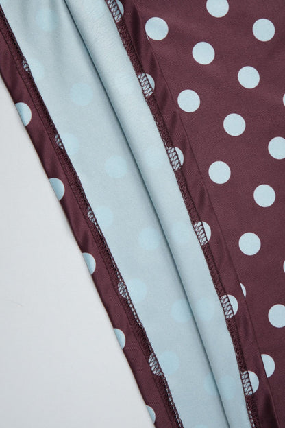 Polka Dot Bandeau Top High Waist Color Block Bodycon Skirt Set