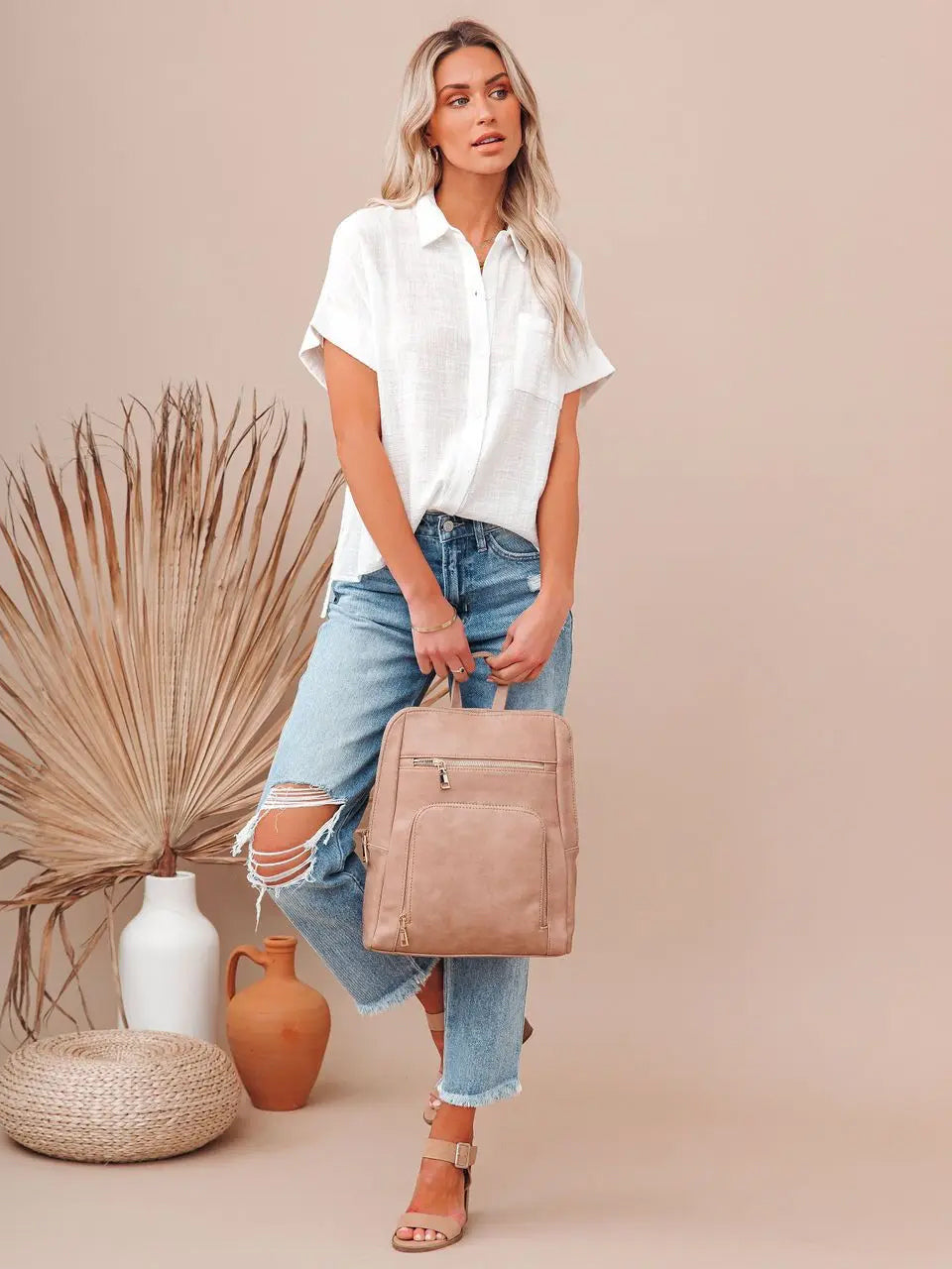 Shirt For Women Black Turndown Collar Casual Buttons Short Sleeves Tops