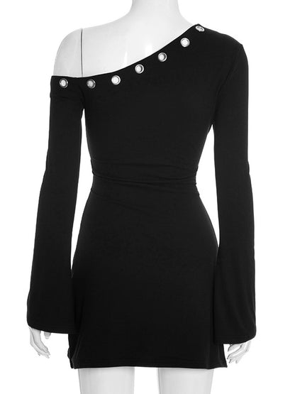 Asymmetric Shoulder Bodycon Mini Dress For Women 2026