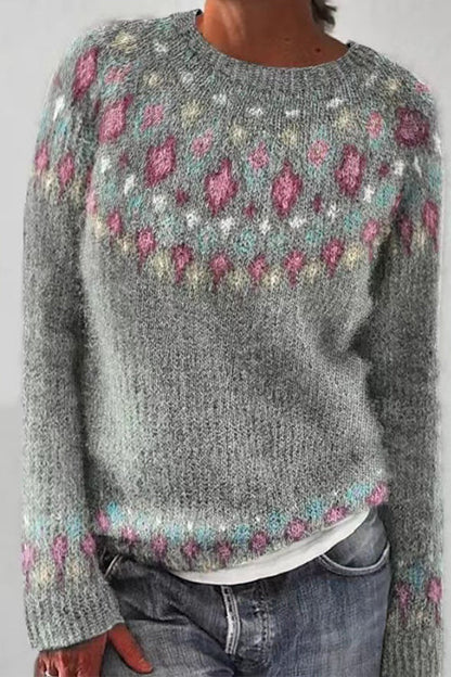 Round Neck Unique Pattern Casual Sweater(in 6 Patterns)