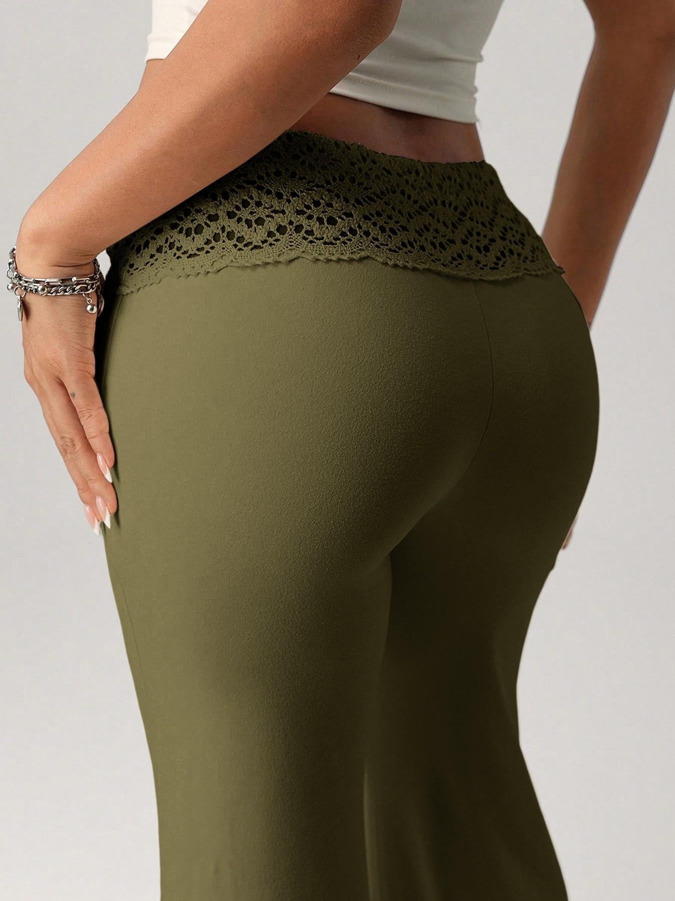 Lace-trimmed Casual Sexy Yoga Flared Pants