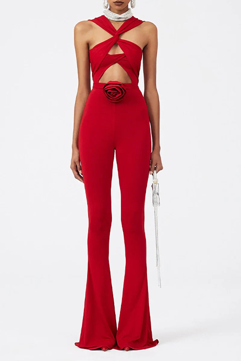 Floral Appliqué Cutout Swimsuit Set