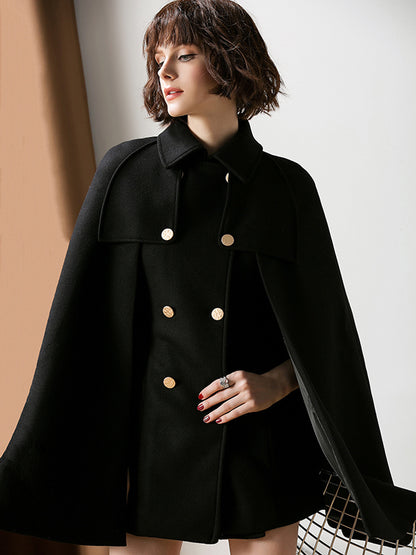 Women Burgundy Wool Blend Poncho Oversized Cape Coat Winter Outerwear 2026