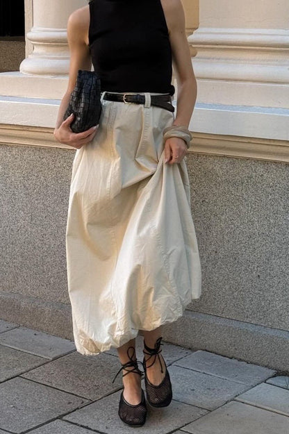 French Style Puff Skirt Spring Midi Skirt