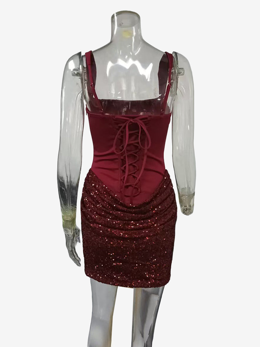 Corset Sequin Sleeveless Bodycon Mini Party Dress For Women 2026