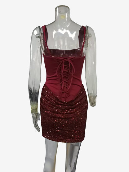 Corset Sequin Sleeveless Bodycon Mini Party Dress For Women 2026