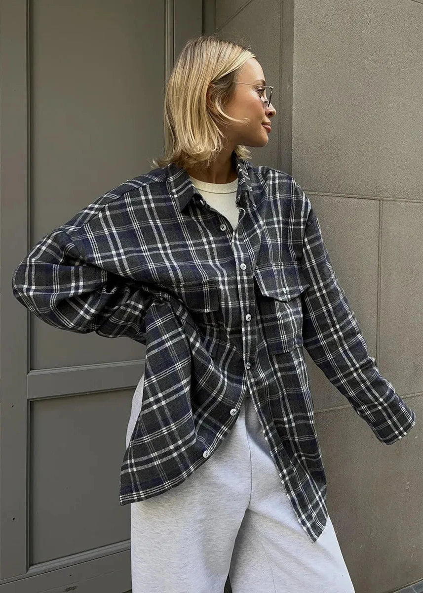 Plaid Oversized Long-Sleeve Shirt – Effortless Everyday Style