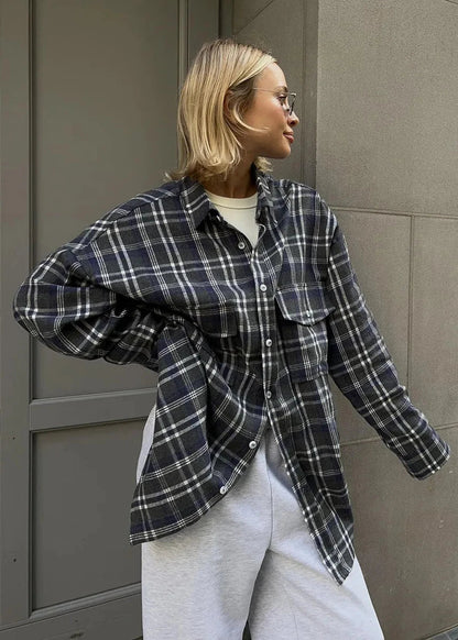 Plaid Oversized Long-Sleeve Shirt – Effortless Everyday Style
