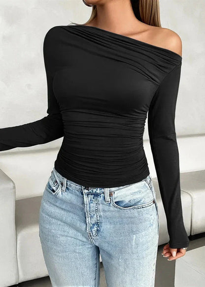 Off-Shoulder Slim-Fit Pullover Top