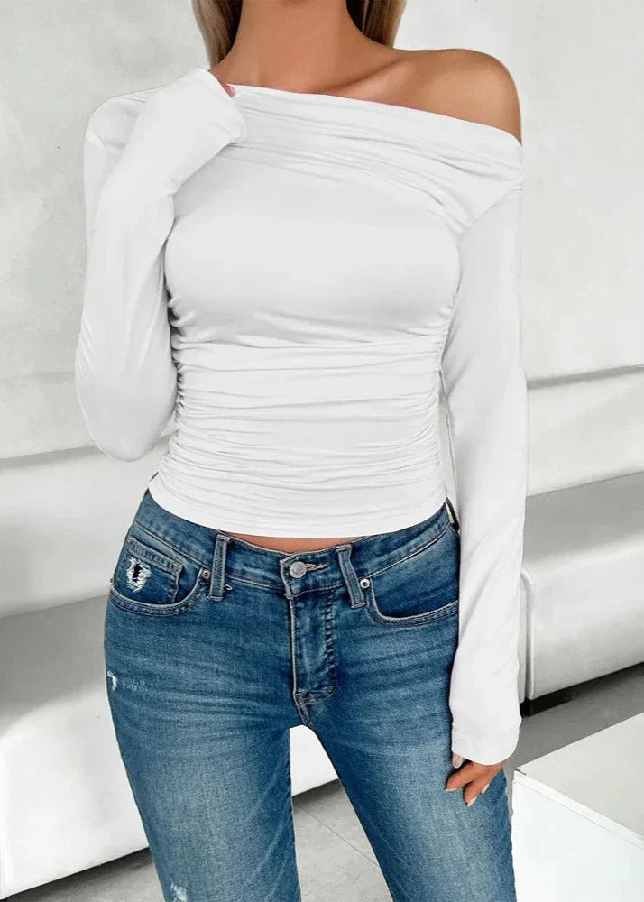 Off-Shoulder Slim-Fit Pullover Top