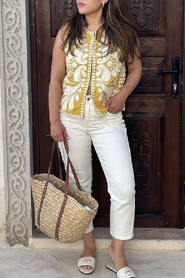 Sleeveless Embroidered Jacket