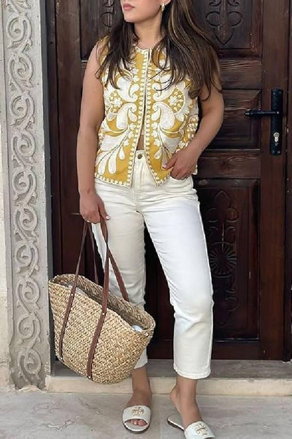 Sleeveless Embroidered Jacket