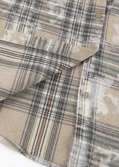 Vintage-Inspired Brushed Plaid Oversized Shirt