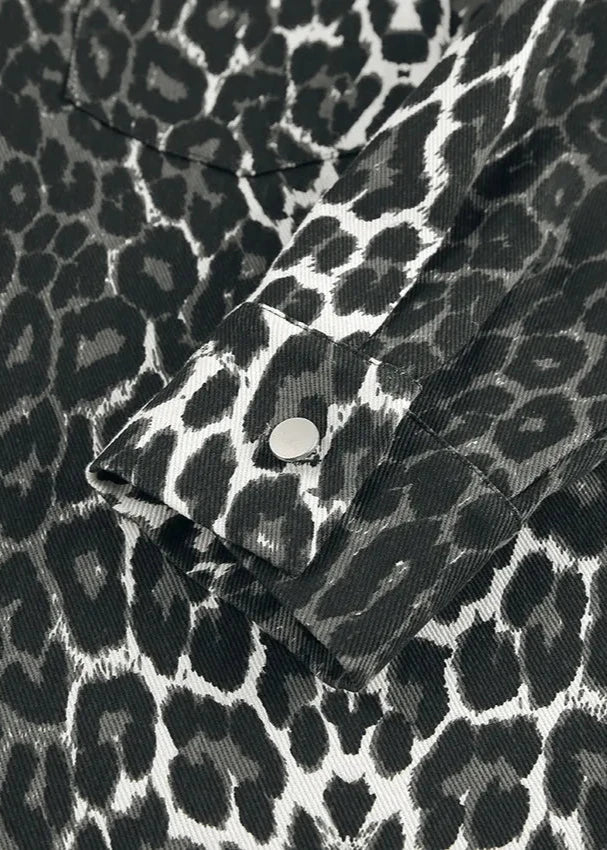 Leopard Print Cotton Oversized Jacket