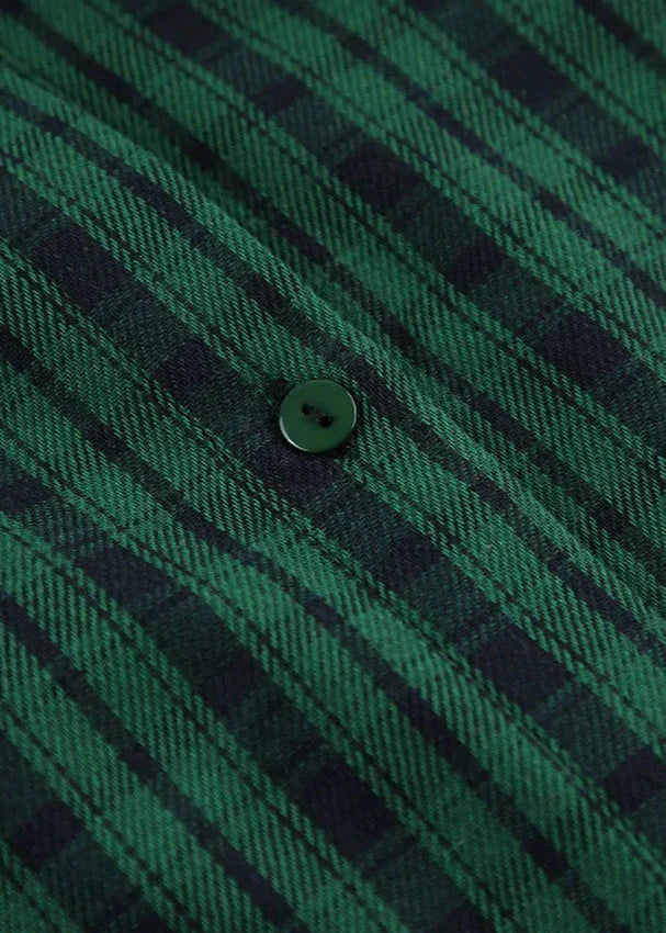 Oversized Retro Green Plaid Shirt – Effortless Chic