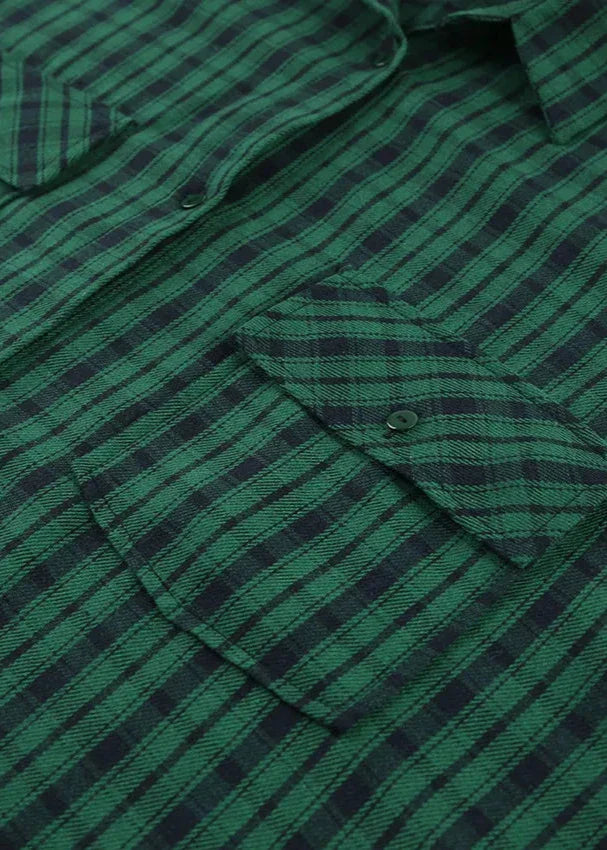 Oversized Retro Green Plaid Shirt – Effortless Chic