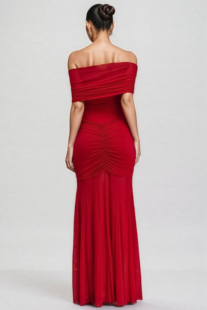 Silvia Strapless Mesh-Panelled Maxi Dress