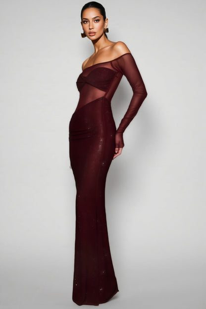 Kairo Diamante Off Shoulder Maxi Dress