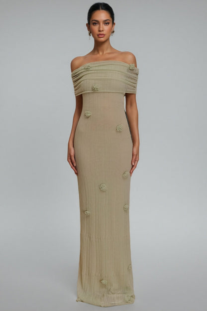 Ulrica Green Orchid Knit Maxi Dress