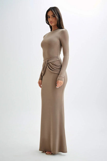 Long Sleeve Crew Neck Maxi Dress
