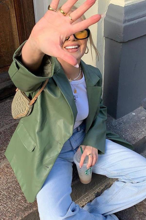 Bershka Oversized Faux Leather Blazer