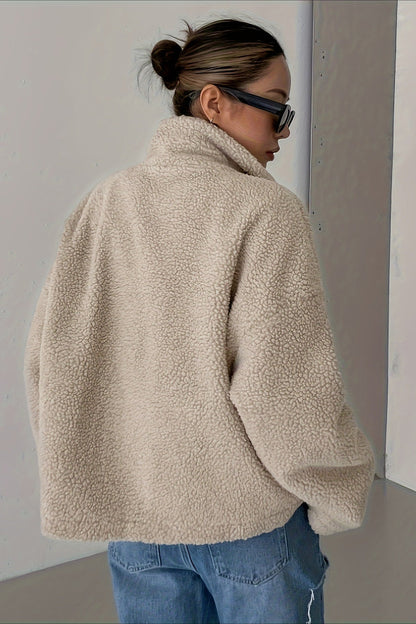 Oversized High Collar Fleece Jacket