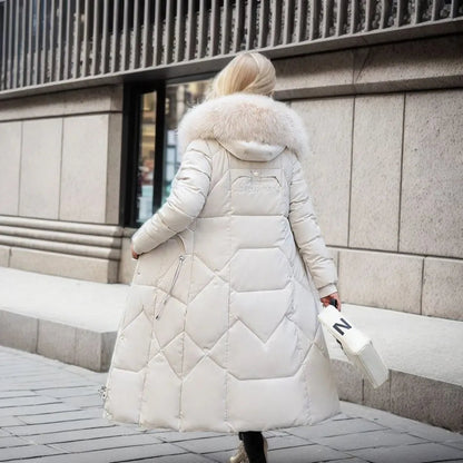 | Women's Winter Quilted Coat with Hood Trim