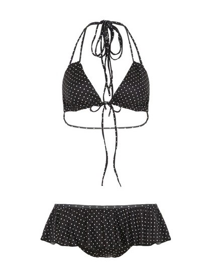 Galia Polka Dot Ruffle Trim Bikini Set