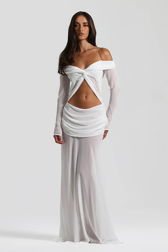 Moonlit Grace Off-Shoulder Dress
