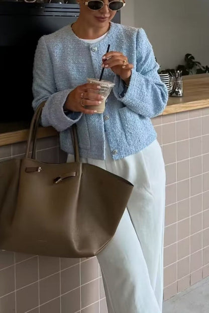 Chaquetas Blazer Para Mujer Outwear With Button Long Sleeve Coat