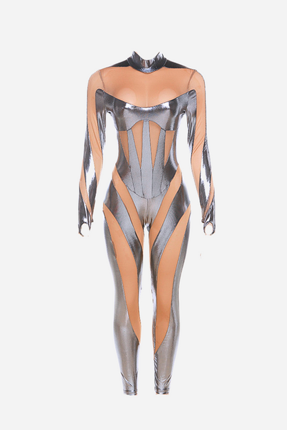 Cut-out Metallic Bodysuit