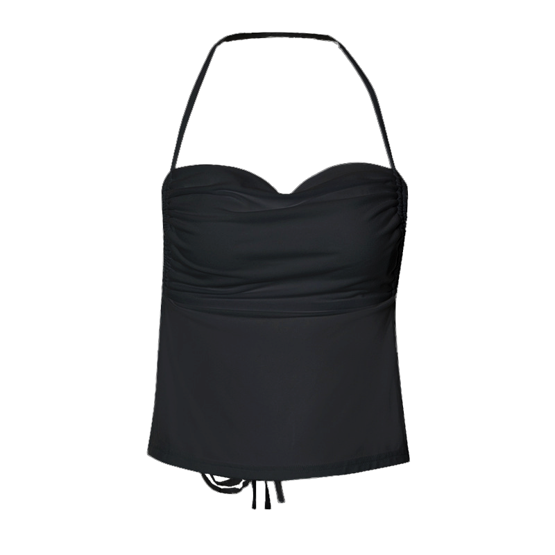 Halter cowl neck backless self tie solid top