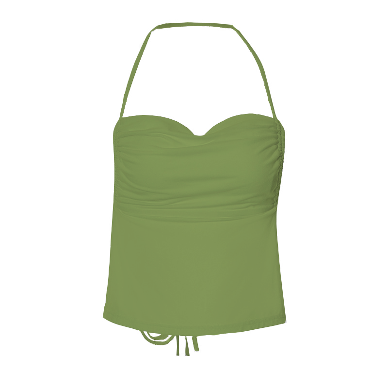 Halter cowl neck backless self tie solid top