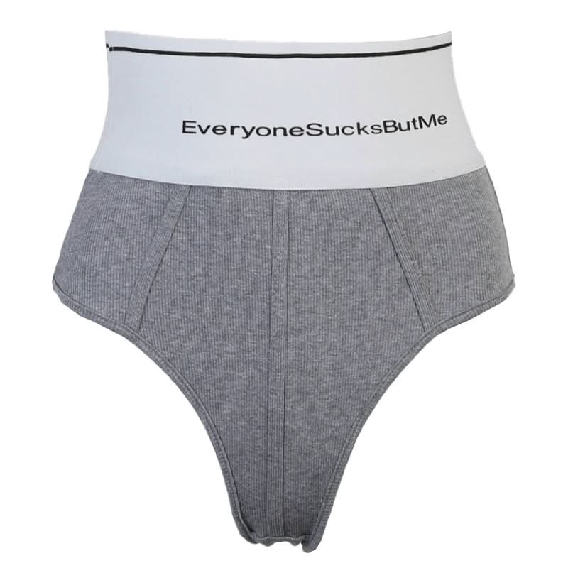 High rise letter pattern ribbed contrast short pant