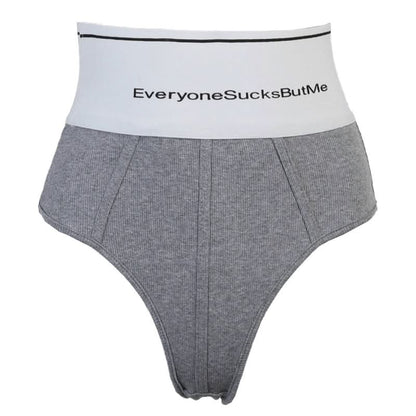 High rise letter pattern ribbed contrast short pant