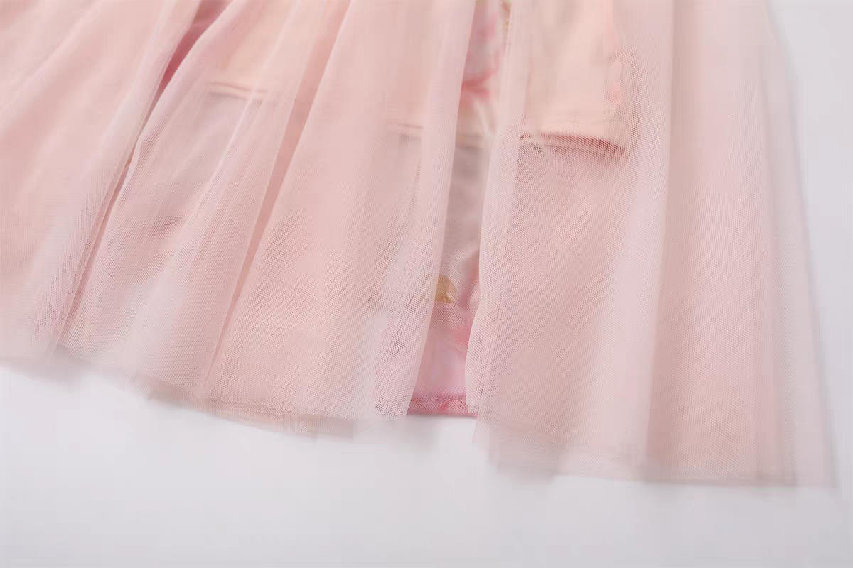 U neck lace hem flower print mesh cami maxi dress