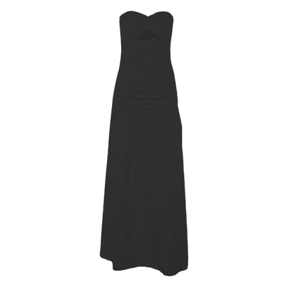 Hollow out ruched tube cut out maxi dress