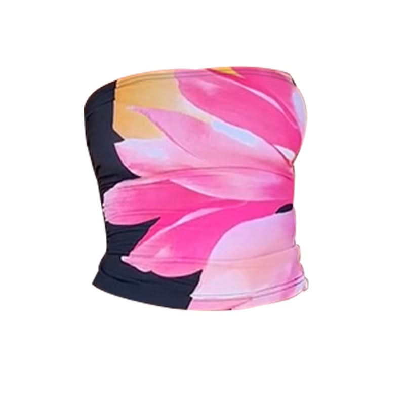 Flower print contrast tube top