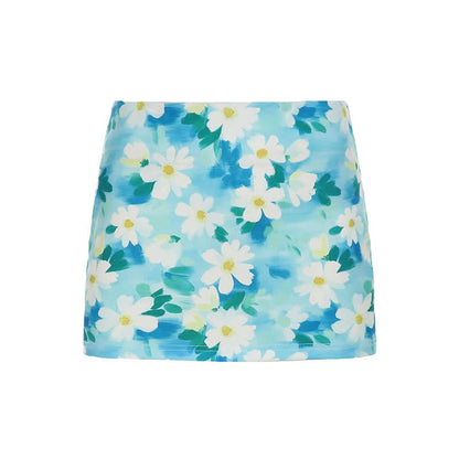 Flower print contrast mini skirt