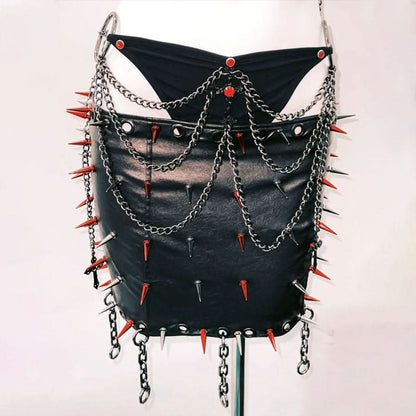 O ring rivet applique metal chain hollow out cut out top